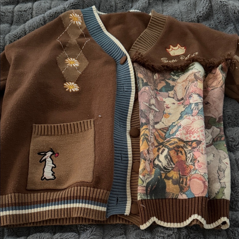 Prince Brown and Multicolor Embroidered Cardigan